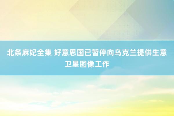 北条麻妃全集 好意思国已暂停向乌克兰提供生意卫星图像工作