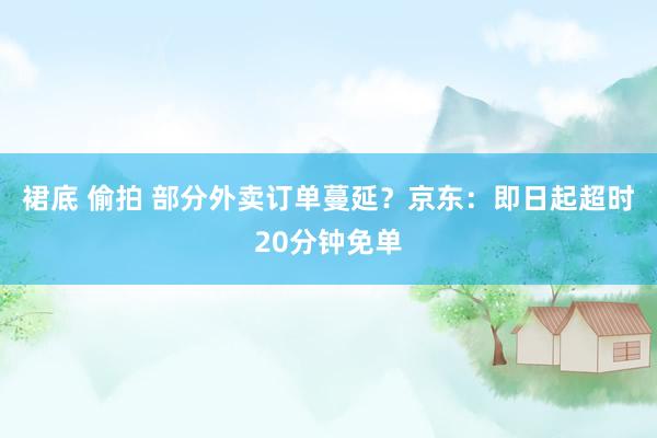 裙底 偷拍 部分外卖订单蔓延？京东：即日起超时20分钟免单