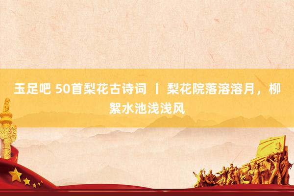 玉足吧 50首梨花古诗词 丨 梨花院落溶溶月，柳絮水池浅浅风