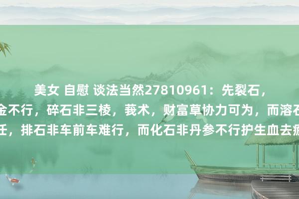 美女 自慰 谈法当然27810961：先裂石，再磨石去其棱角，非鸡内金不行，碎石非三棱，莪术，财富草协力可为，而溶石非海金沙难任，排石非车前车难行，而化石非丹参不行护生血去瘀，而保胃气，和中州，山药不行缺也...